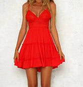 Backless V-neck Ruffle Beach Dress